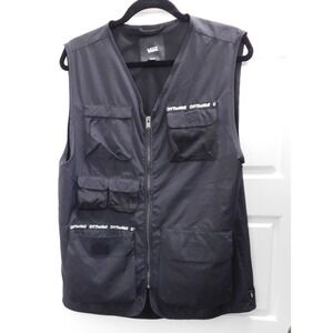 VANS OFF THE WALL BLACK WARF FISHERMAN ll UTILITY VEST JACKET size S‎